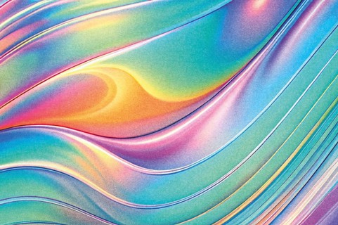 This artwork showcases a vibrant, abstract gradient with smooth, flowing lines and a textured,
