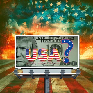 Symbolic image, quo vadis USA, Trump and Maga movement as a threat to US democracy, global danger,