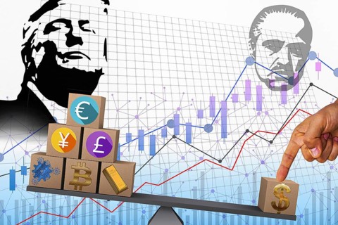 Symbolic image, Trump enrichment, dollar devaluation, questionable speculation gains for himself,
