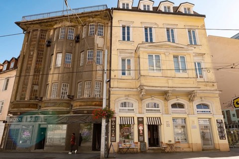 Bratislava, Slovakia. October 2nd 2023 Doris Cookies Cafe, Part of the Faded Architecture of