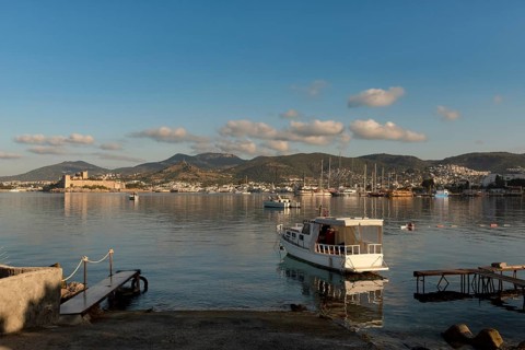 Bodrum, Mugla, Turkey. April 21st 2022 Beautiful Bodrum Peninsular viewed from the Turkish Aegean