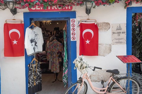 Bodrum, Mugla, Turkey. April 23rd 2022 Trendy boutique selling women's clothes in the downtown