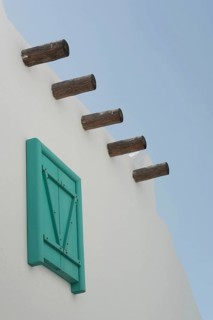 Stylish designed minimalist architecture with blue sky in the Turkish Aegean coastal harbour city