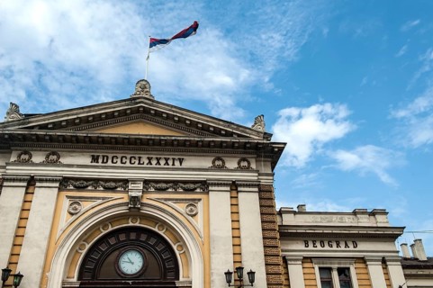 Belgrade, Serbia. July 27rd 2019 Facade of Belgrade city centre train station, Serbia. Europe