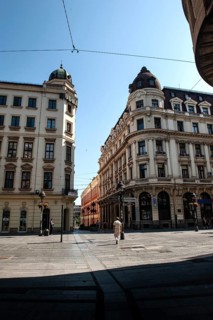 Belgrade, Serbia. May 27th 2019 The architecture of Knez Mihailova Street in the Serbian capital