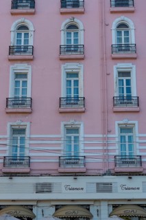 Alexandria, Egypt. December 4th 2022 The pink facade of Le Metropole Hotel and famous once Greek