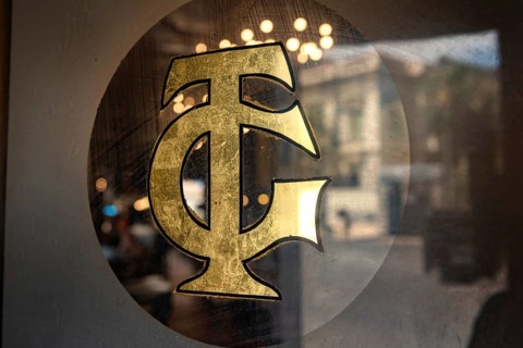 Alexandria, Egypt. June 26th 2024 Logo on the entrance door to the famous Trianon Café, Restaurant
