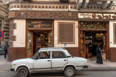 Alexandria, Egypt. December 2nd 2022 Historical Colonial Era Greek Cafe and coffee shop