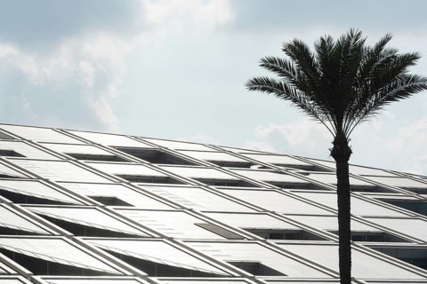 Alexandria, Egypt. December 2nd 2022 Architectural detail of the Bibliotheca Alexandrina a major