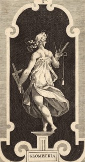 Geometry, one of the seven liberal arts, the personification of geometry. A female figure with