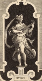 Musica, is one of the seven liberal arts, the personification of music. An allegorical female