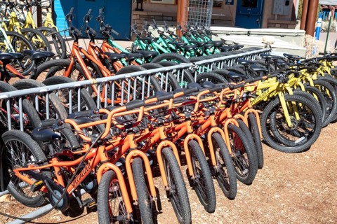 Grand Canyon National Park, Arizona - Bicycles for rent at the Grand Canyon. The bicycles are for
