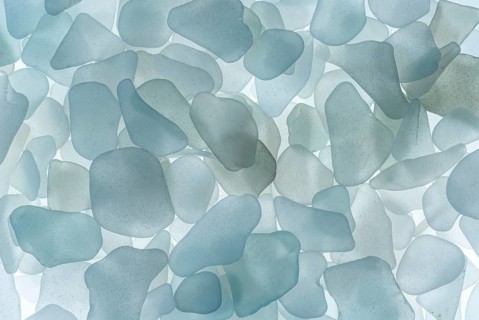 White broken glass, sea glass, sea glass, sea glass, from the North Sea