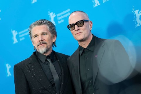 Ethan Hawke and Padraic McKinley during a photocall for the film The Widget at the Berlinale at the