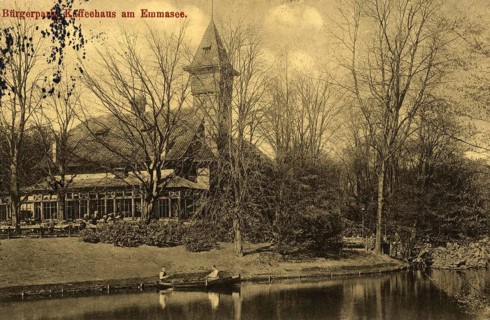 Historical postcard around 1900, Bremen, Lake Emma, Germany, reproduction of a postcard, historical