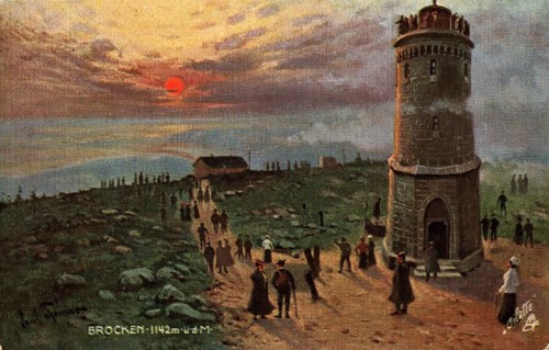 Historical postcard around 1900, Brocken im Harz, Saxony-Anhalt, Germany, reproduction of a
