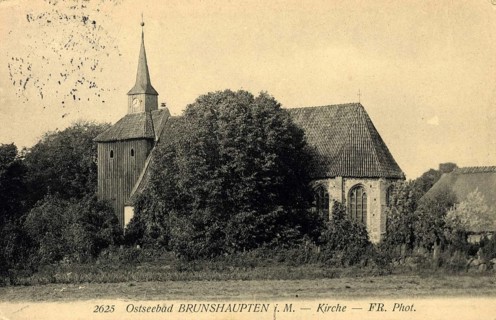 Historic postcard around 1900, Baltic resort Brunshaupten i.M., church, historic place on the