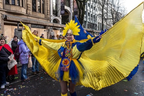 Foot group at the Düsseldorf Rose Monday procession, dancers, North Rhine-Westphalia, Germany