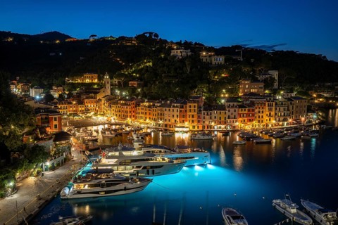 Boats in Portofino Harbour, Evening, Portofino, Liguria, Italy