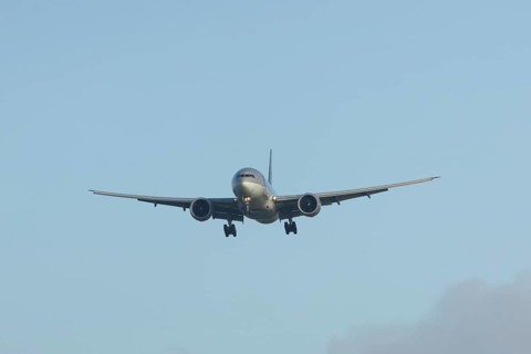 Boeing 777 A7-BFL commercial jet aircraft of Qatar cargo in flight on approach to land at London