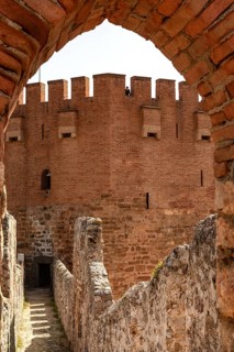 Alanya, Turkey. April 7th 2021 View of the Kizi Kule or Red Tower from the historic ancient castle