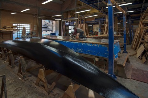 Gondola building in a shipyard, Guidecca, Veneto, Italy