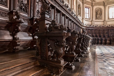 Choir stalls, 1594—1598, in the Basilica of San Georgio Maggiore, San Georgio Maggiore, Venice,