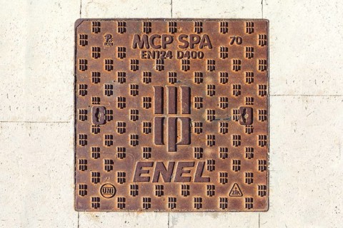 Manhole cover on Giudecca Island, Veneto, Italy
