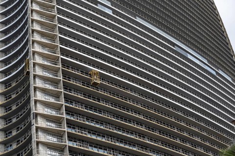 Batumi, Georgia. July 21st 2025. A construction worker working on a modern high-rise building