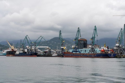 Batumi, Georgia. July 21st 2025. Batumi Port, largest container shipping and cargo seaport on the