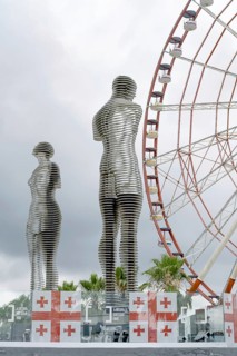 Batumi, Georgia. July 21st 2025. Landmark of Ali and Nino, a moving sculpture in Batumi Boulevard,