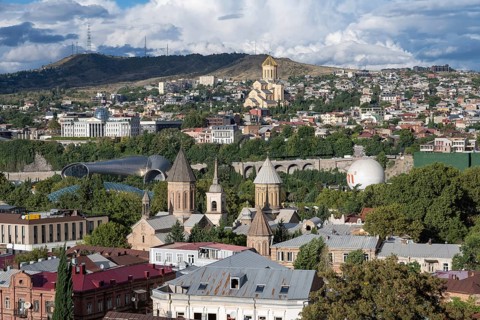 Tbilisi, Georgia. September 12th 2025 Panoramic city view of Tbilisi, the Georgian Capital with its