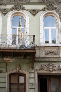 Tbilisi, Georgia. August 26th 2025. Ornate architectural detail of doors and windows of a