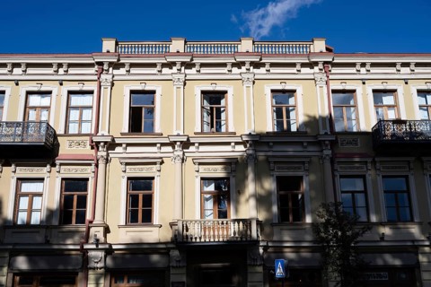 Tbilisi, Georgia. September 12th 2025. Beautiful traditional Georgian style architecture in