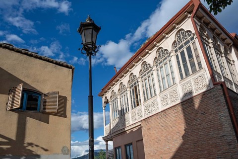 Tbilisi, Georgia. September 12th 2025. Beautiful restored traditional Georgian houses in the Old