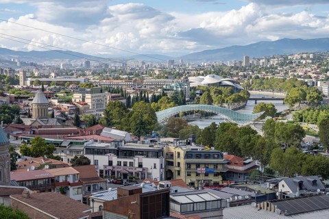 Tbilisi, Georgia. September 12th 2025 Panoramic city view of Tbilisi, the Georgian Capital with its