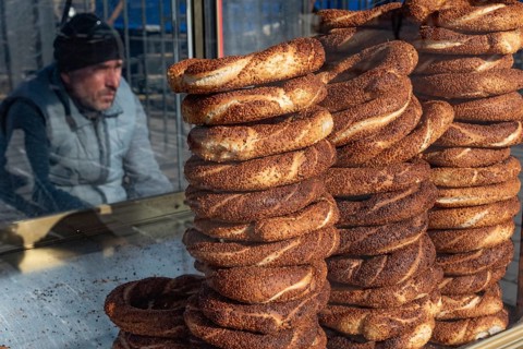 Istanbul, Turkey. January 7th 2025. A street stall selling the most popular street food in Turkey,