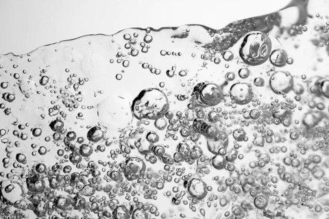 Ice with bubbles, macro photography, black and white photography, winter, Germany