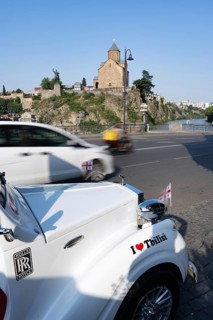Tbilisi, Georgia. July 29th 2025. A car with Rolls Royce badges and I love Tbilisi stickers waiting