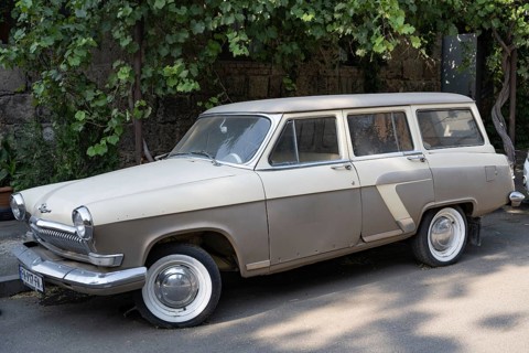 Tbilisi, Georgia. July 29th 2025. An old Soviet era classic car parked in a side street in Tbilisi