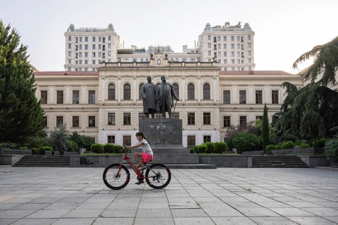 Tbilisi, Georgia. July 29th 2025. The old school building is a classic example of Georgian