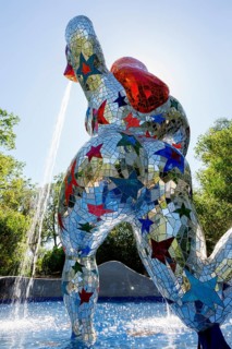 Colourful sculpture made of glass and mirrors, Giardino dei Tarocchi, Garden of Tarot, by Niki de