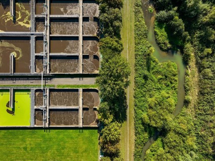 Datteln, North Rhine-Westphalia, Germany - Wastewater treatment at the Datteln sewage treatment