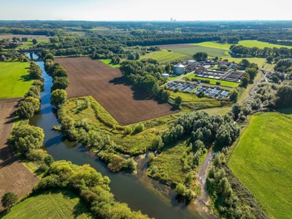 Datteln, North Rhine-Westphalia, Germany - Lippe landscape, wastewater treatment in the Datteln