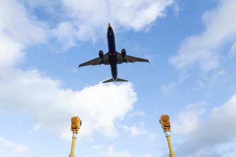Boeing 737 commercial passenger airliner jet aircraft of Ryanair airways in flight on approach to