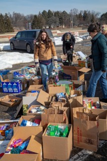 Oak Park, Michigan USA - 14 February 2026 - Volunteers collect food and other items for immigrants