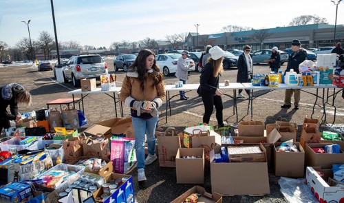 Oak Park, Michigan USA - 14 February 2026 - Volunteers collect food and other items for immigrants