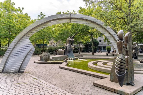 The Paradise Fountain in Fürth, Middle Franconia, Bavaria, Germany