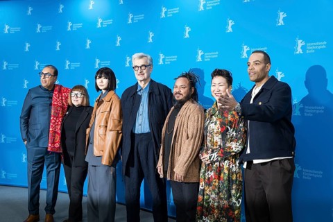 The Berlinale jury members (from left to right) Shivendra Singh Dungarpur, Ewa Puszczynska, Bae