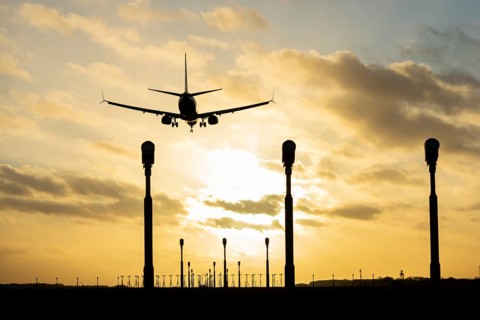 Boeing 737 commercial passenger airliner jet aircraft of Ryanair airways in flight on approach to